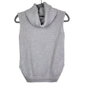 Fate Cowl Turtle Funnel Neck Sleeveless Sweater Vest Rib Knit Top Gray Layer M